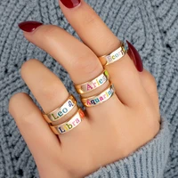 12 constellations rings for women vintage mens letter horoscope joint ring set lovers wedding party jewelry accessories