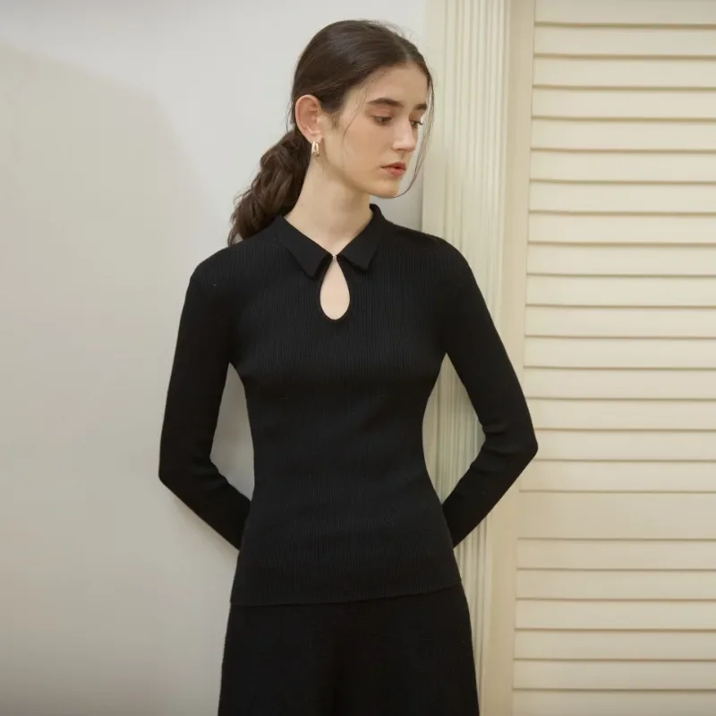 Приталенная рубашка в стиле ретро из базовой шерсти осенняя новинка женская