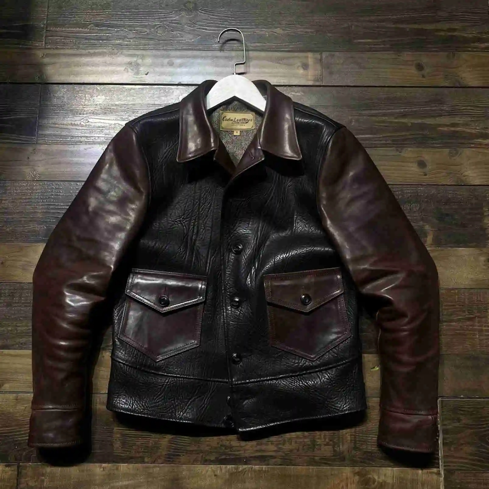 

luxury Super Quality Genuine Italian Cow Leather & Japan Horsehide Slim Stylish Biker Jacket