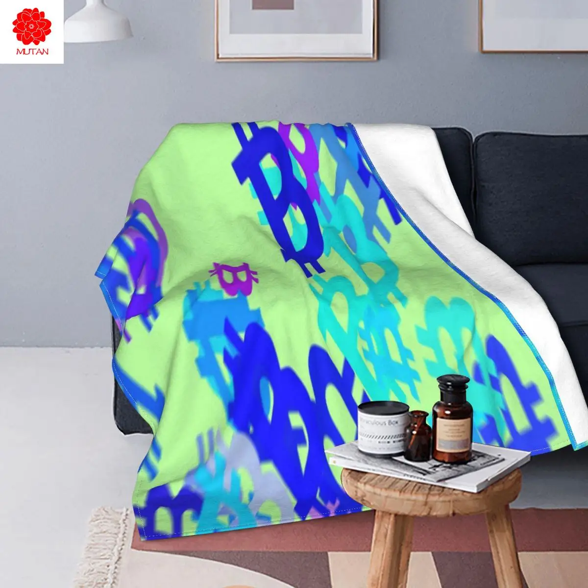 

Bitcoin Colorful Blanket Fleece Winter Cryptocurrency Multifunction Lightweight Throw Blankets for Home Couch Plush Thin Quilt