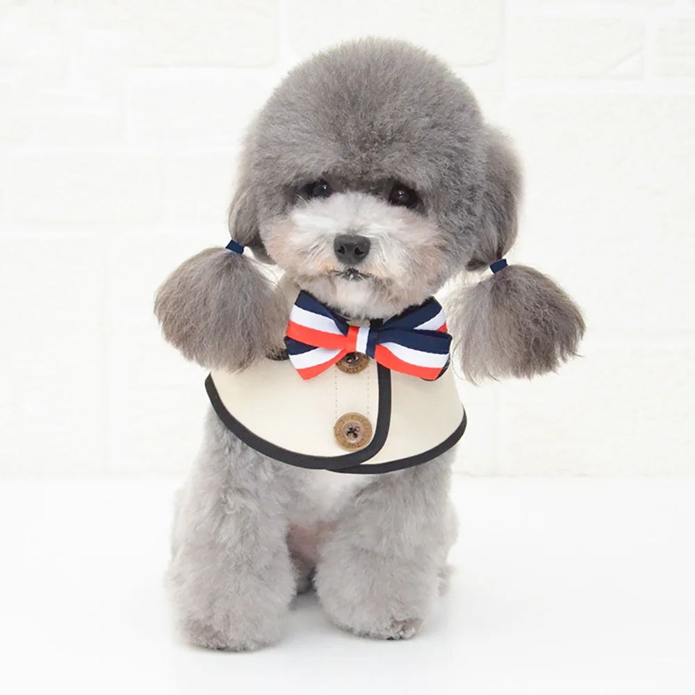 

S/M/L Solid Dog Bandana With Bow Tie Beige Khaki Puppy Cat Fake Collar Dog-bandana Shawl Scarf Dogs Pets Accessories
