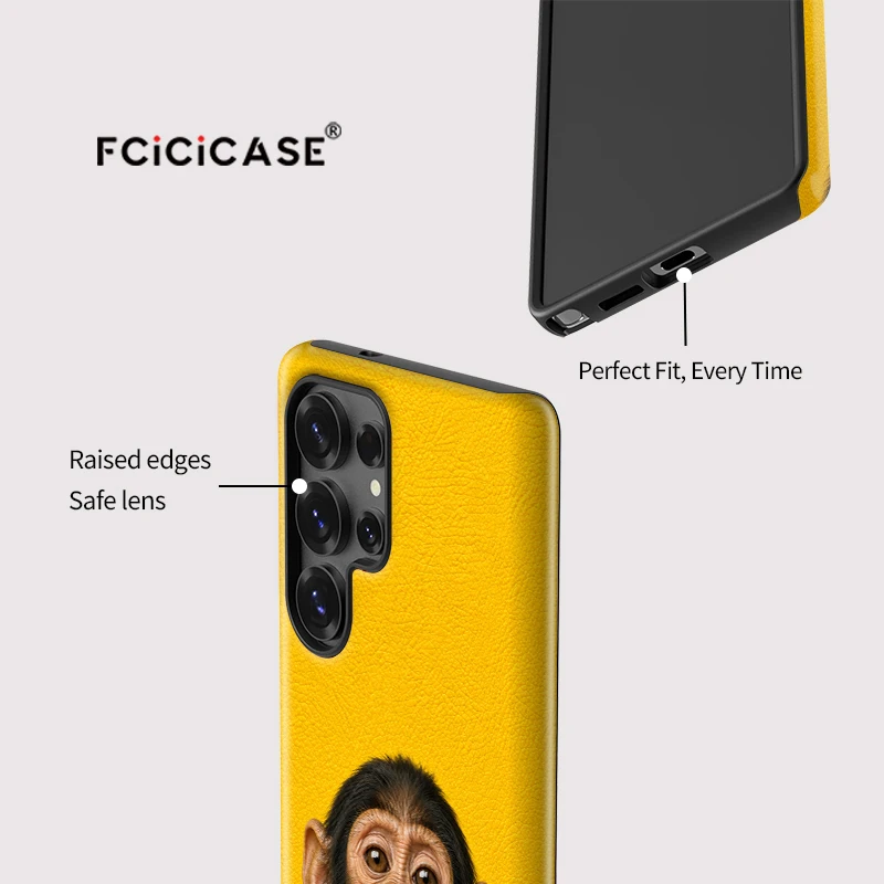 Фото Противоударный чехол Fcicicase для Samsung Galaxy S26 Ultra S25 S24 S23 Plus S22 A16 A26 A36 A56 5G с забавным изображением обезьяны, из ПК и ТПУ. №4