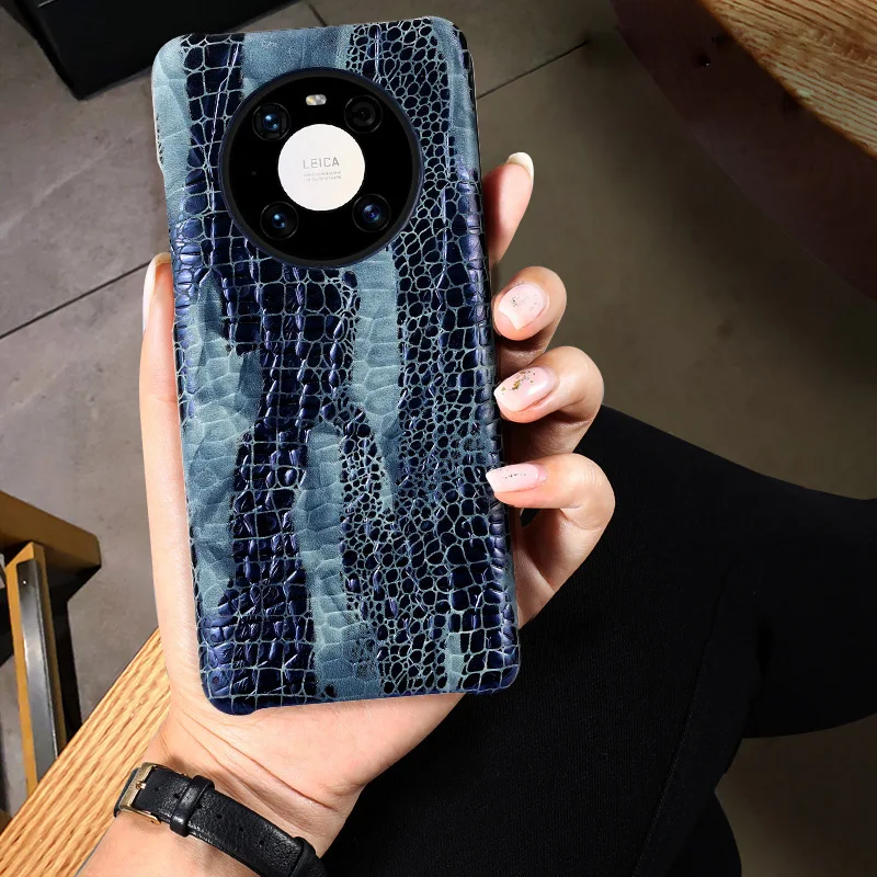 

Leather cowhide Phone Case For Huawei Mate40 30RS 30 20 10 lite P50 40Pro NOVA9 8 7Pro Crocodile pattern phone case
