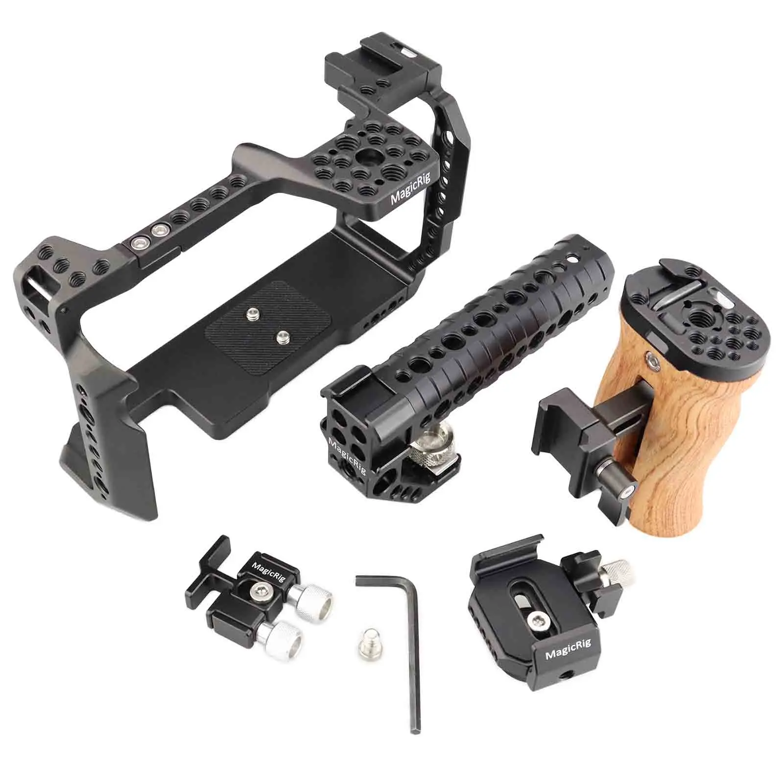 MAGICRIG Camera Cage Kit for BMPCC 6K Pro / 6K G2, with ARRI Top Handle, Camera Side Handle, T5/T7 SSD Holder , HDMI Cable Clamp enlarge