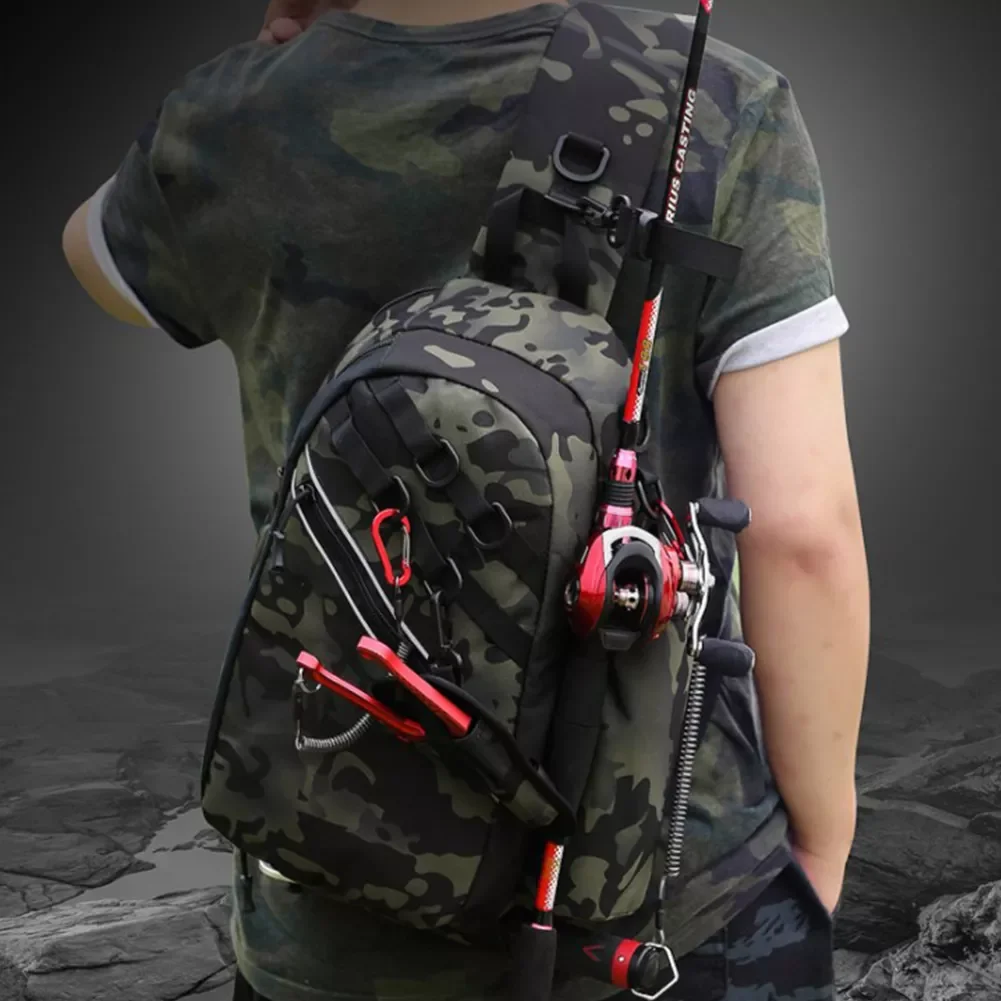 Tackle Backpack Waterproof Fishing Bag Large Capacity Fishing Accessories Carrying Bag with Rod Holder Shoulder Backpack