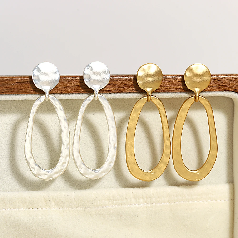 

Big Long Oval Hollow Dangle Earrings Simple Geometric Metal Earrings for Women Party Fashion Jewelry Accessories Gifts Wholesale