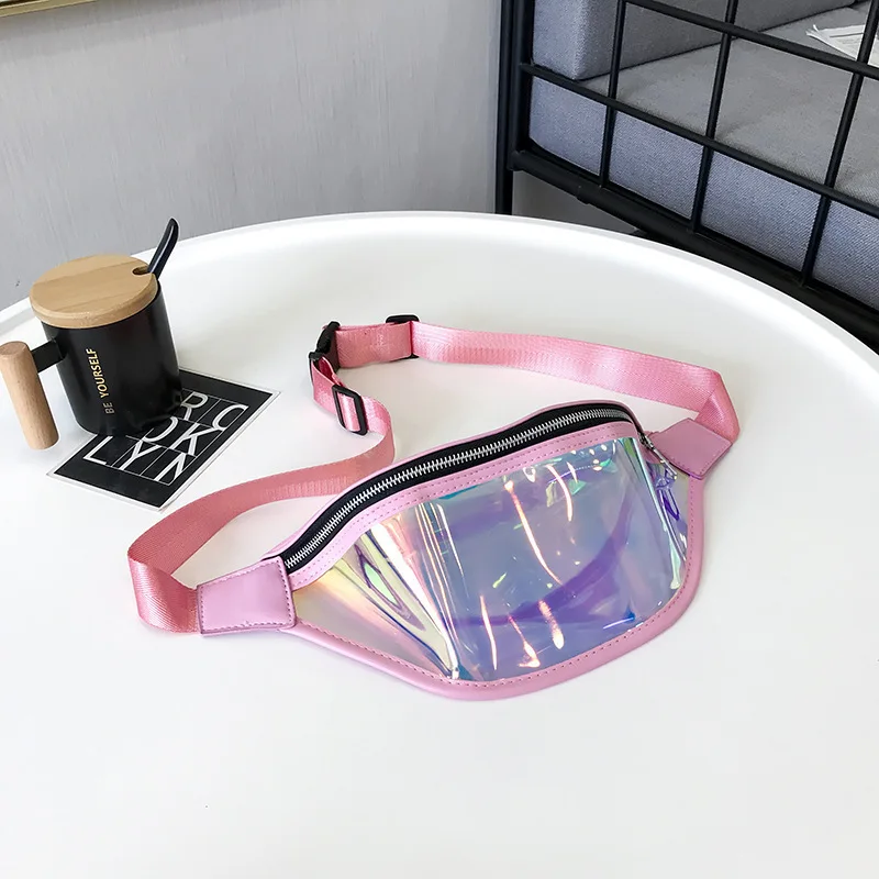 

Summer Lady Girl Holographic Jelly Purse Hologram Fanny Pack Waterproof Clear Pvc Bum Bag Women Rainbow Waist Bag