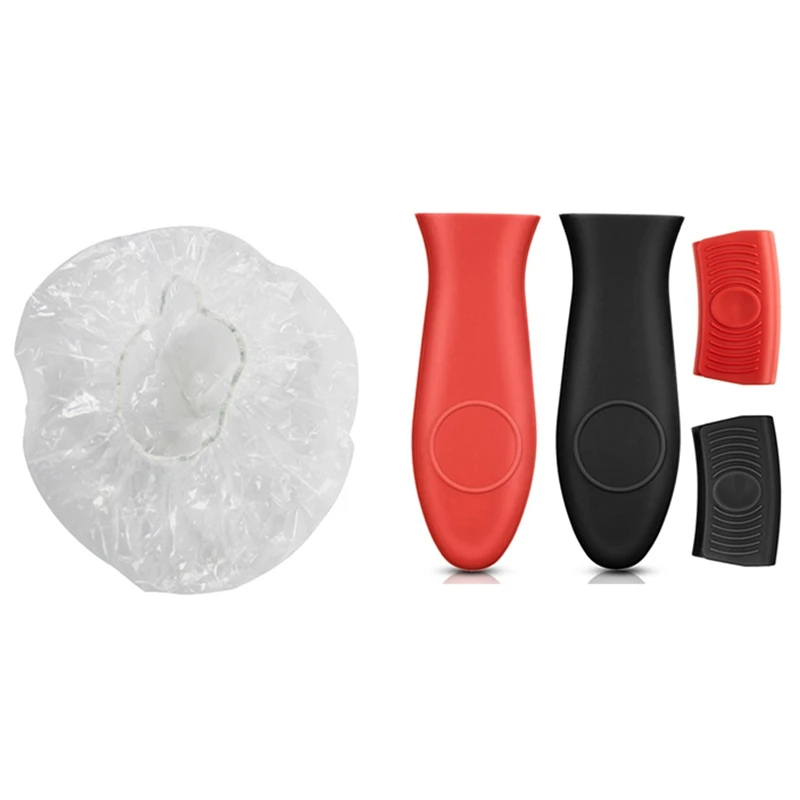 

100 шт. многоразовых крышек для хранения пищи и 1 набор силиконовых держателей с горячей ручкой и вспомогательных держателей