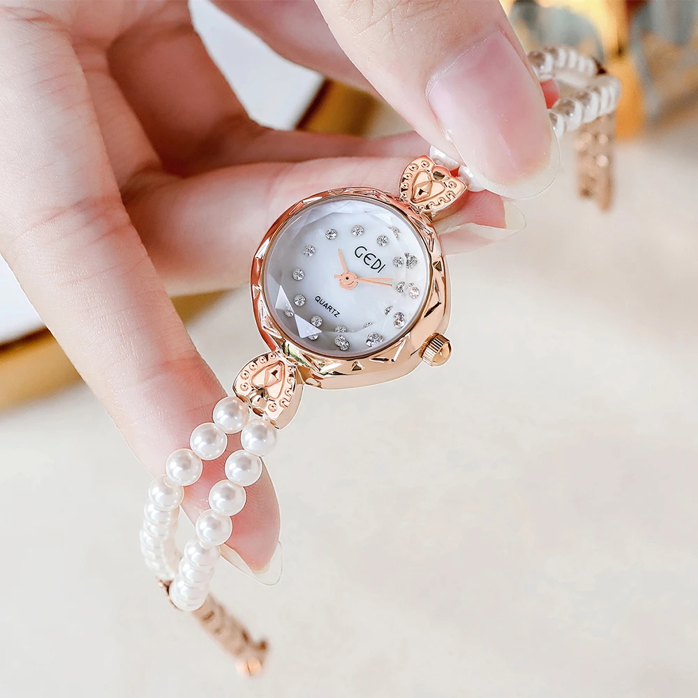 Luxury Women's Watch Quartz Simulated Pearl Rhinestone Elegant Lady Wristwatch Bracelet Watches Gifts Relogio Masculino New 2023
