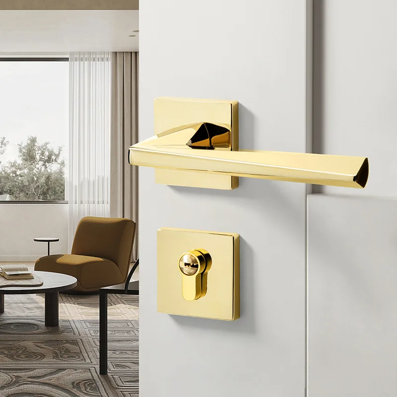 

Indoor door lock mute zinc alloy magnetic suction household solid wood door lock split lock modern bedroom room door handle