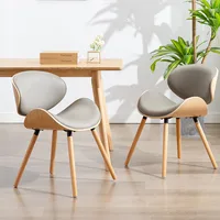lounge European modern simple luxury chair back beetle shape small family space saving practical solid wood leather dining chair