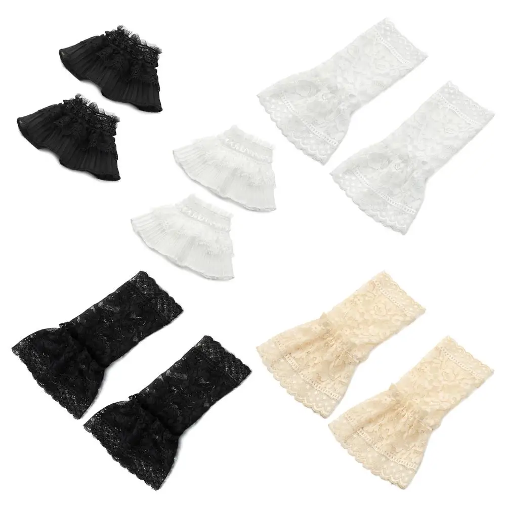 

Демисезонные декоративные перчатки с оборками, кружевные манжеты и съемные манжеты