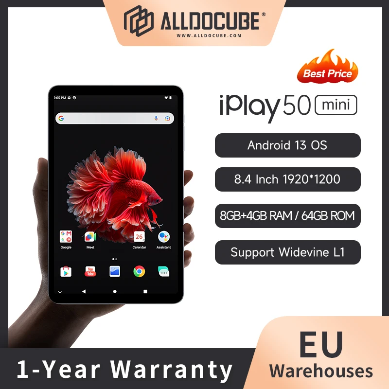 Alldocube iPlay50 Mini 8.4 Inch Tablet Virtual Memory 8GB+4GB RAM 64GB ROM Dual 4G Android13 Widevine L1 Tiger T606 iPlay50