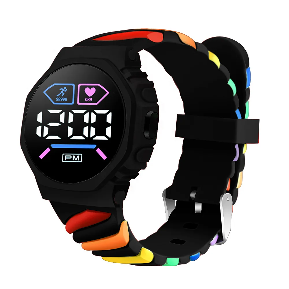Wholesale New Spot Rainbow LED Electronic Watch Digital Outdoor Sports Fashion Student Electronic Watch