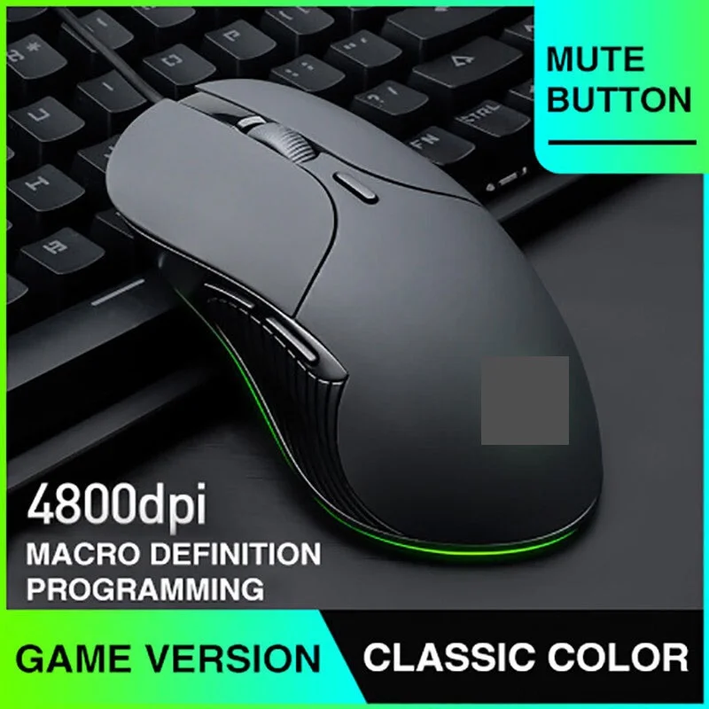 

6 Buttons 4800 DPI LED Optical USB Computer Mouse For PC laptop Profession Wired Gaming Mouse