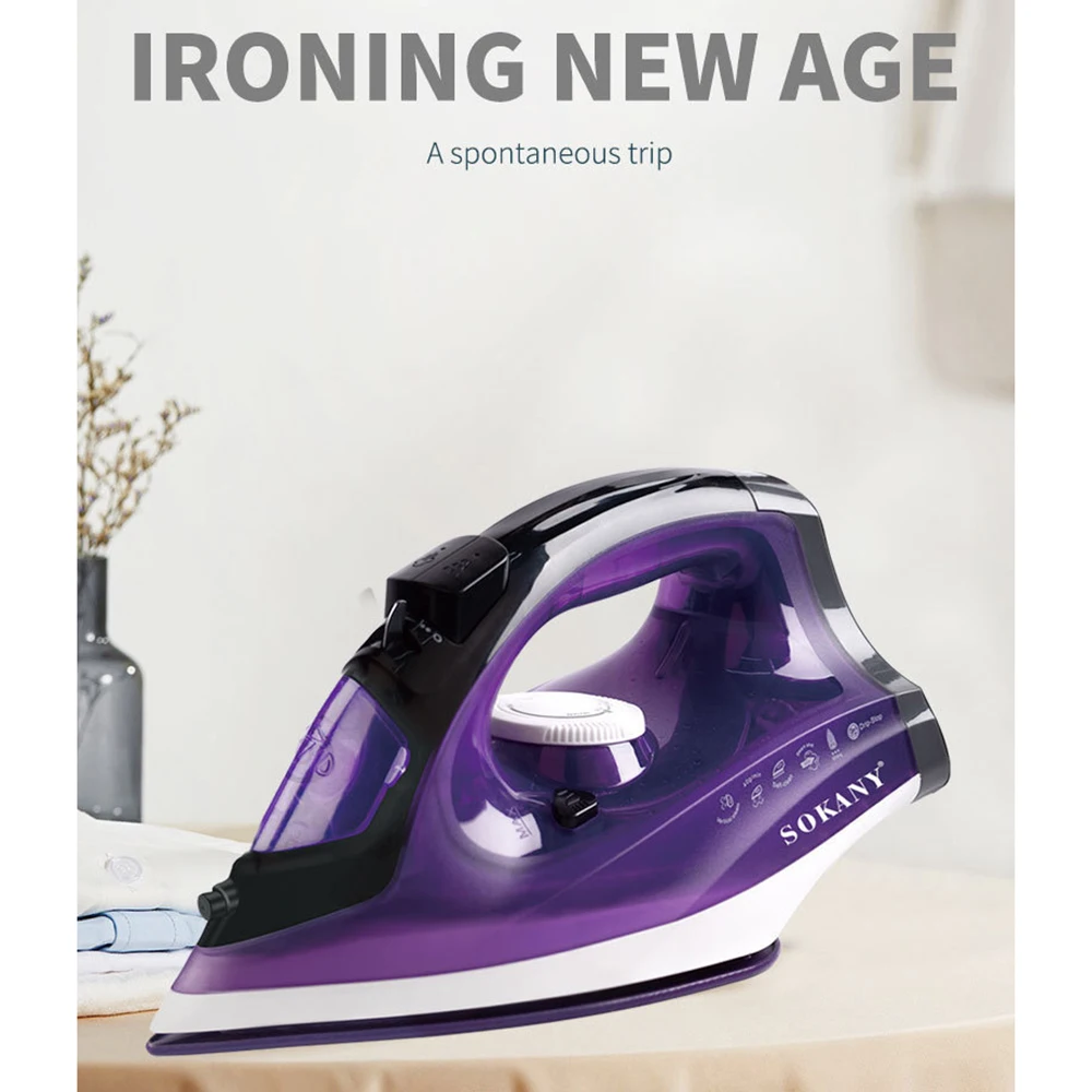 

2400-Watt Steam Iron, Ceramic Coated Bottom Plate, Drip-proof, Self-cleaning and Self-closing Portable Iron