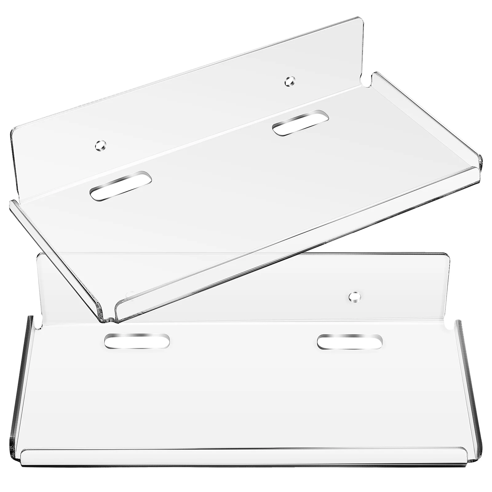 

2 Pcs Clear Shelves Wall Office Small Shelf Decor Adhesive Large Acrylic Bathroom