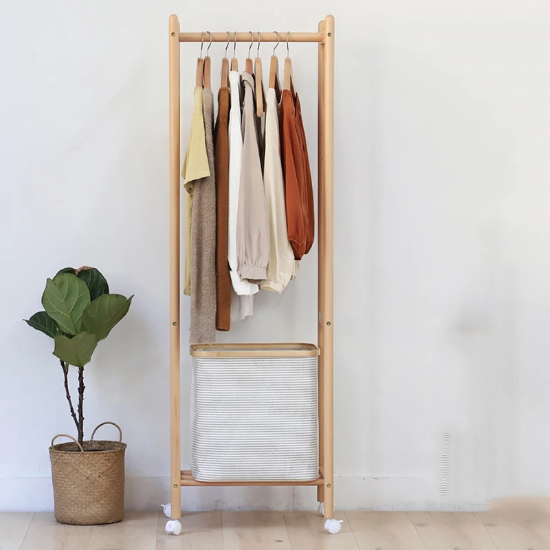 

Entrance Minimalist Clothes Rack Wood Aesthetic Clothes Rack Place Saving Storage Standing Moveis Para Casa Home Furniture
