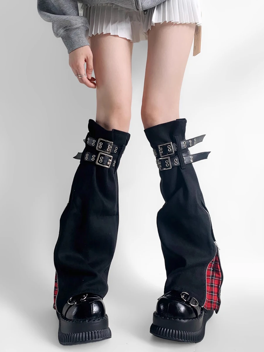 REDDACHiC клетчатые лоскутные женские гетры на молнии в стиле ретро джинсовые черные