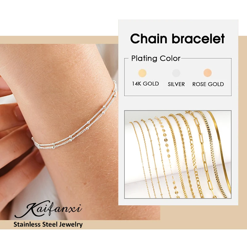 

Kaifanxi Women Chain Bracelets Adjustable Stainless Steel And Gold Wholesale Stainless Steel Jewelry For Women