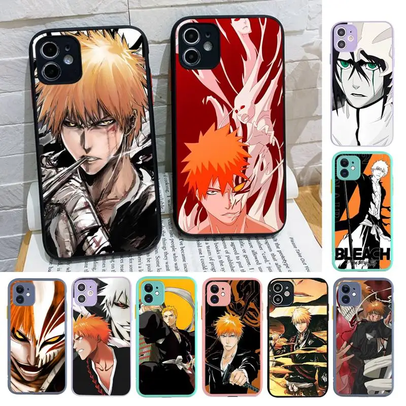 

Anime Kurosaki Ichigo Phone Case for iPhone X XR XS 7 8 Plus 11 12 13 pro MAX 13mini Translucent Matte Case