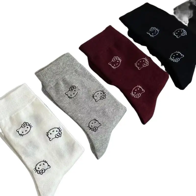 12 шт. средние носки Sanrio Four Seasons женские Kawaii Hello Kitty хлопковые с защитой от запаха