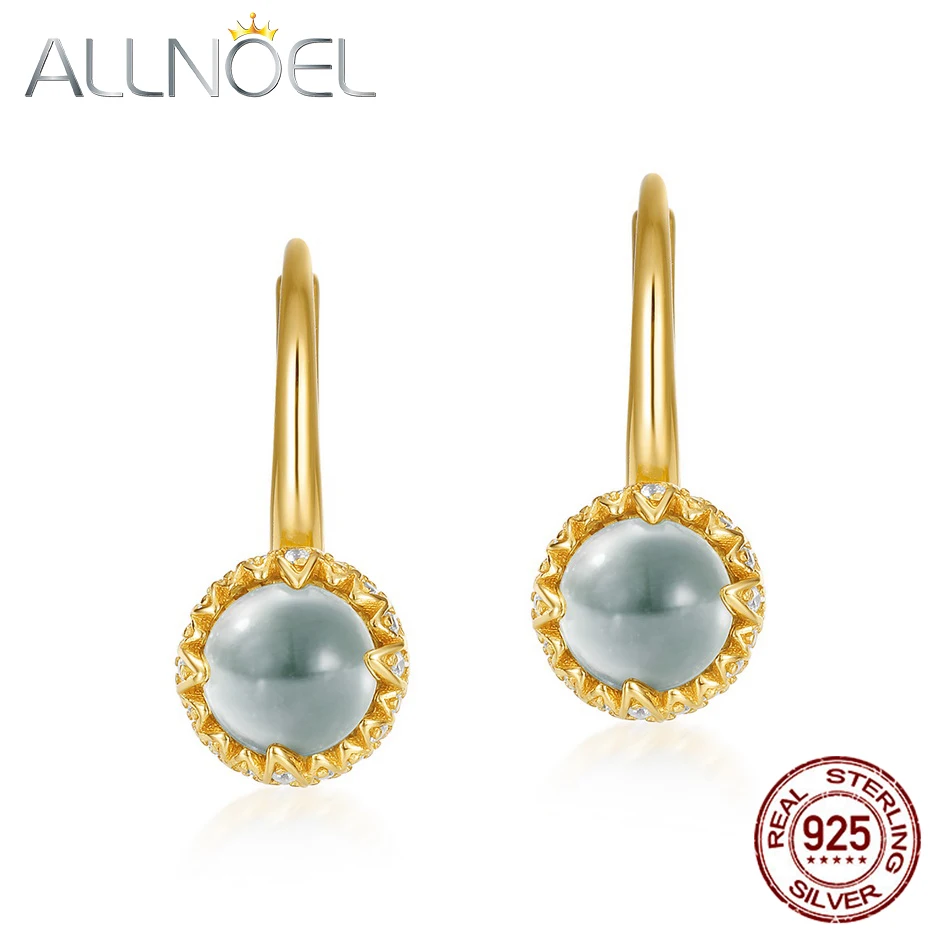 

ALLNOEL Solid 925 Sterling Silver Earrings for Women Synthetic Green Amethyst Hoop Earrings 2020 Candy Sweety Silver Earrings