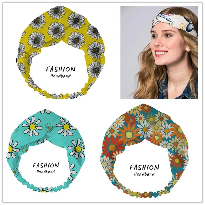 

Women Yellow Print Bandanas HairBands Turban Headwear Head Wrap Women Hair Accessories for Women girls Hair Bands ladies Hoop