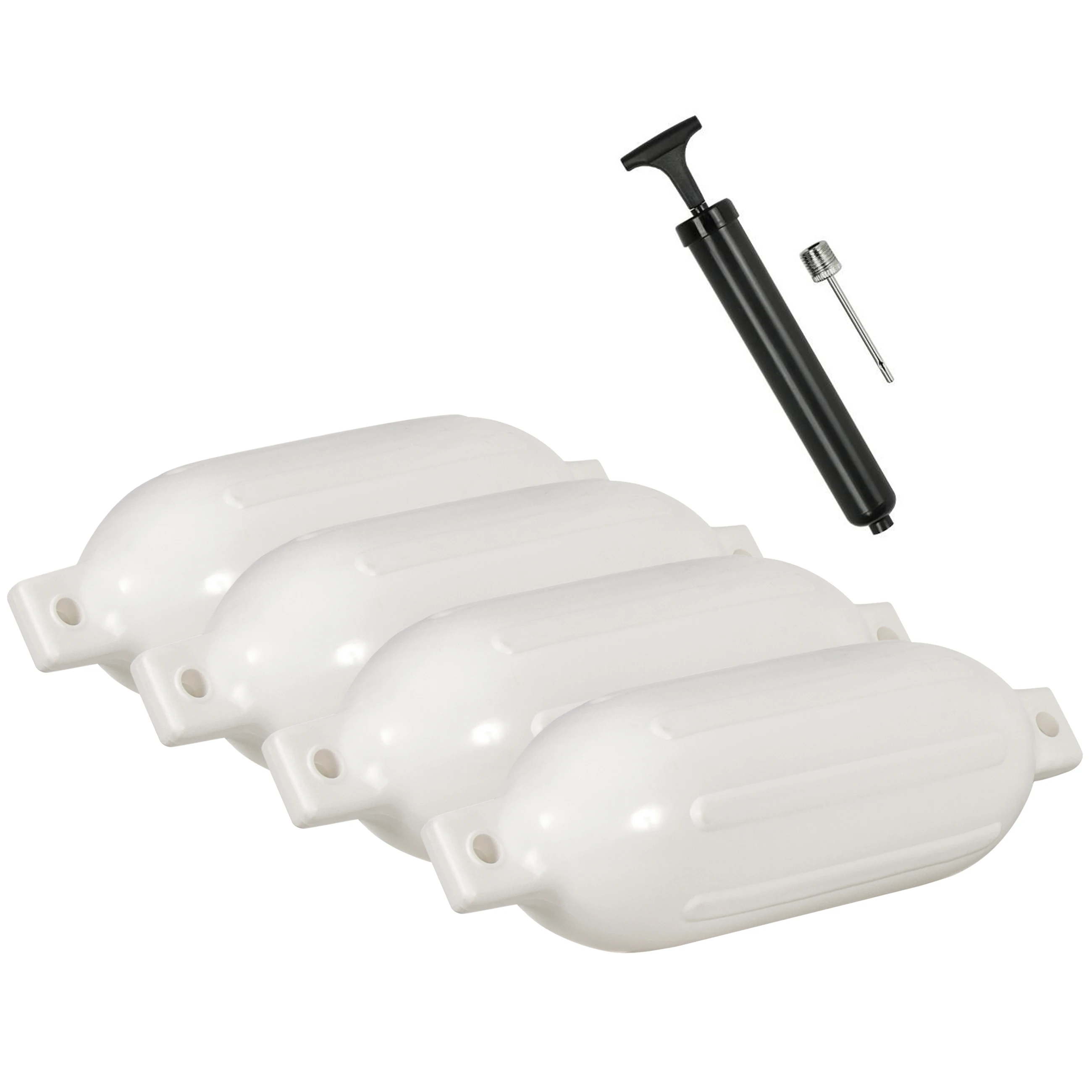 

4PCS Boat Fender 4.5*16 inch Vinyl Marine Ribbed Dock Bumper Inflatable Buoys