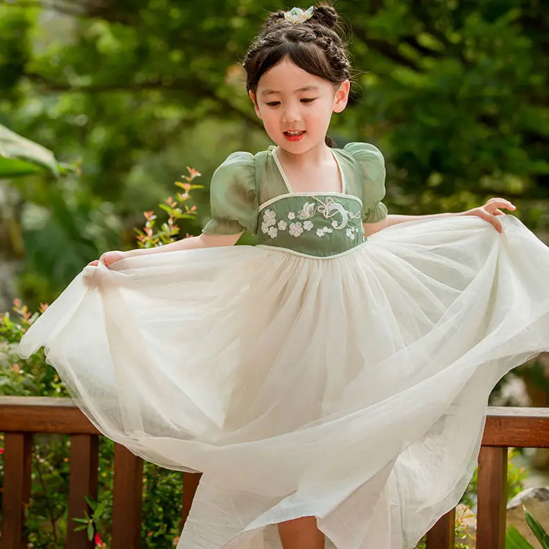 

Girl's Hanfu Costume Dress Summer Short Sleeve China Traditional Clothes Hanfu