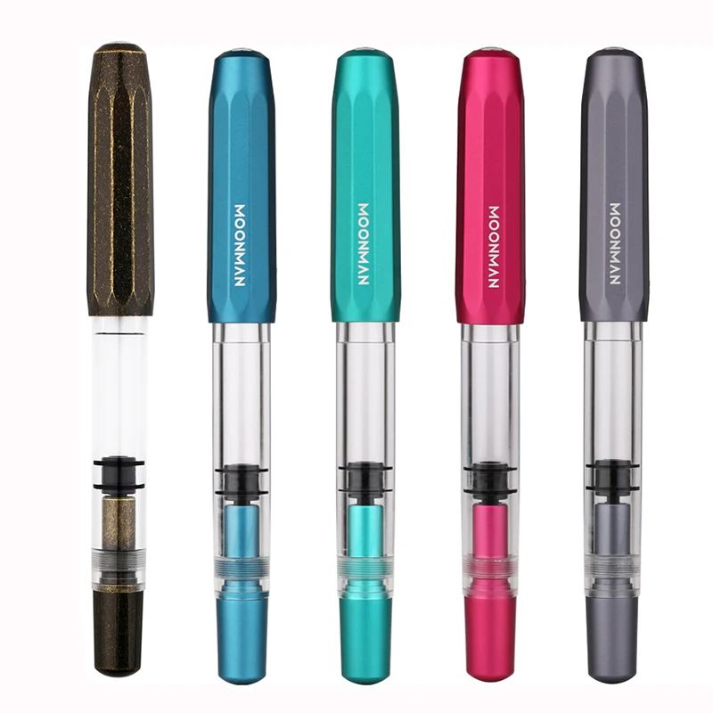 Moonman / MAJOHN T1 Acrylic & Metal Piston Fountain Pen Aluminum Alloy EF/F/M Large-Capacity Gift Pen for Business Office