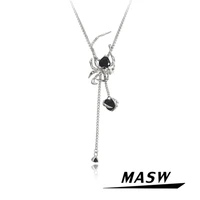 masw cool design black spider pendant necklace fashion jewelry original design hip hop chain necklace for women party gifts
