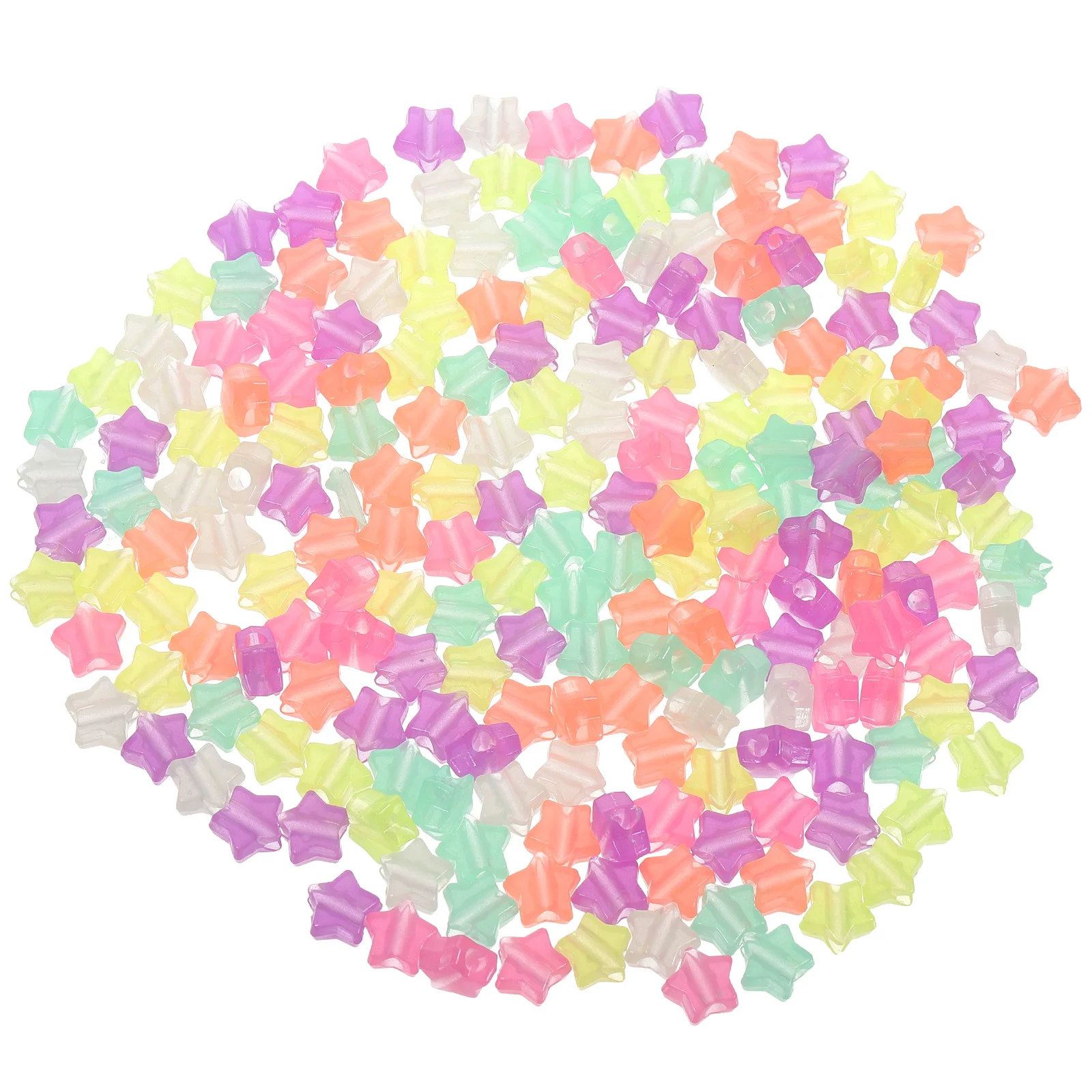 

200 Pcs Luminous Five-pointed Star Glow Necklaces Plastic DIY Beads Hair Accessories Supplies Craft Loose Bracelet The Dark