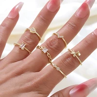 fashion geometric knuckle rings for women crystal gold color finger ring 2022 boho ladies wedding jewelry gift