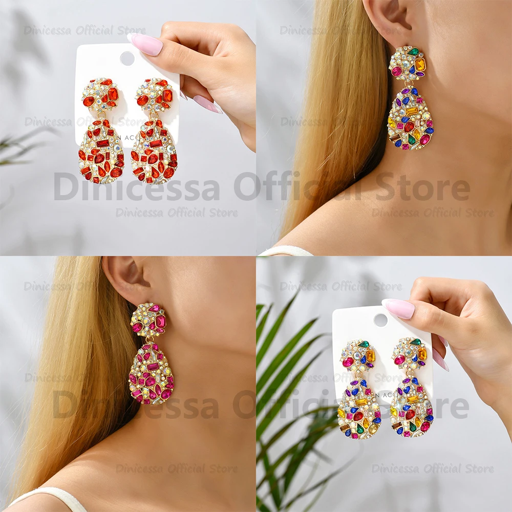 Женские серьги-подвески с яркими кристаллами