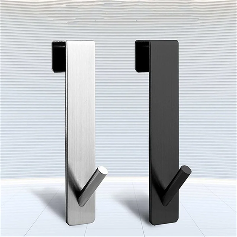 

Stainless Steel Cabinet Door Back Storage Hook Towel Sponge Holder Home Kitchen Bathroom Punch-free Multi-purpose Organizer Hook