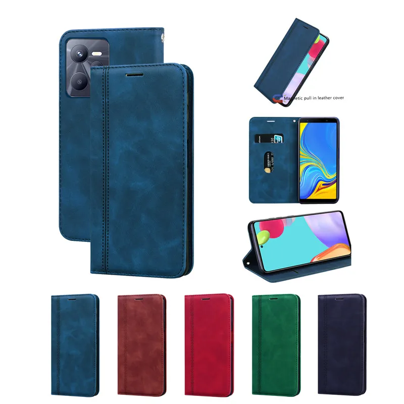 

Кожаный чехол-бумажник с откидной крышкой для Realme C35 C31 C21Y C25Y C20 C17 C15 C12 C11 C3 C2 9 9i 8 8i 7 7i 6 5 V23 Q3 GT Neo 2 3T Pro Plus