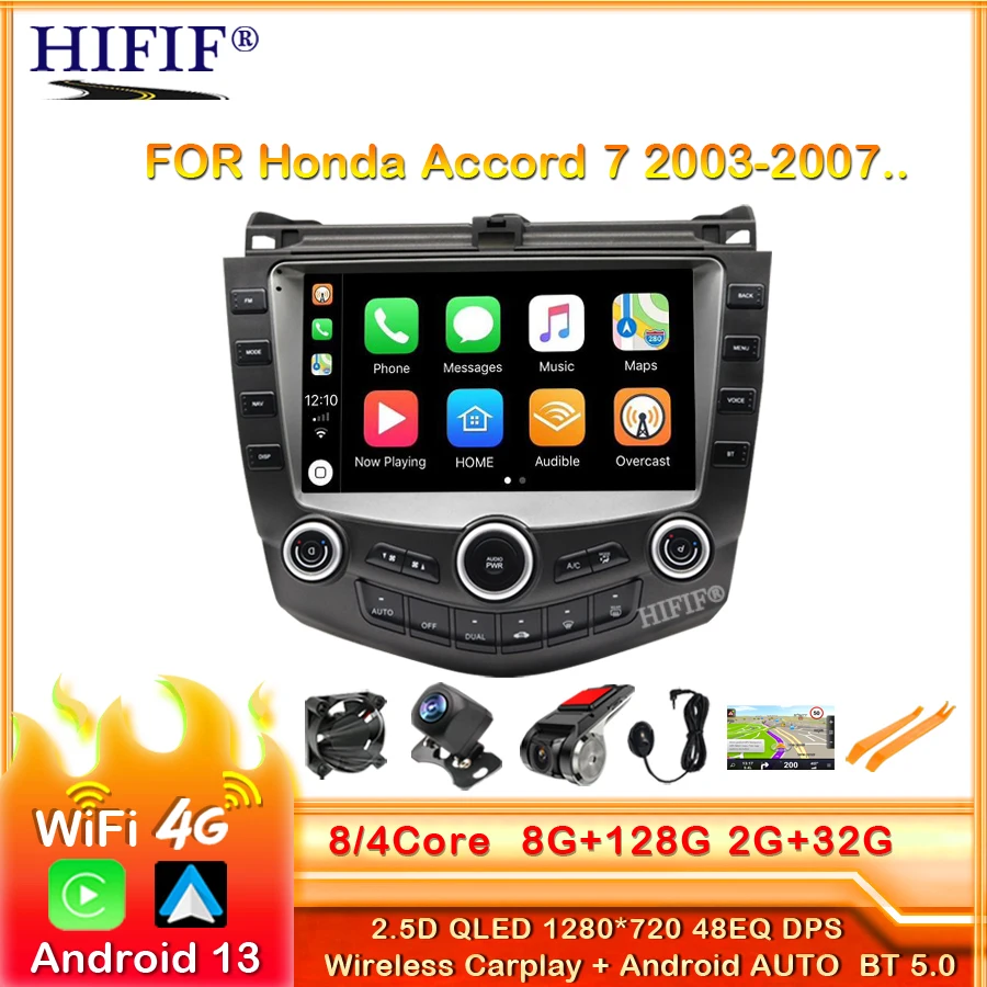 

Android 13 2din Car Radio Multimedia video Player Navigation GPS IPS For Honda Accord 7 2003-2008 8 coreRDS Stereo receiver RDS