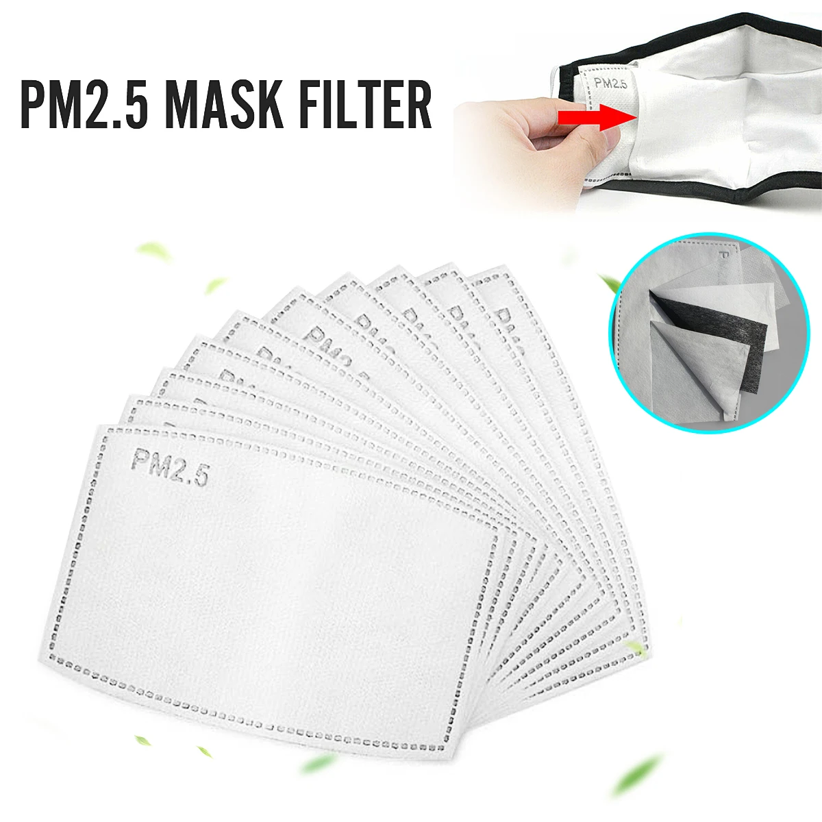 

20/50/100pcs Lot 5 Layers PM2.5 Mask Filter Activated Carbon for Mouth Face Cover Kids Adult Anti Dust Pollution Disposable