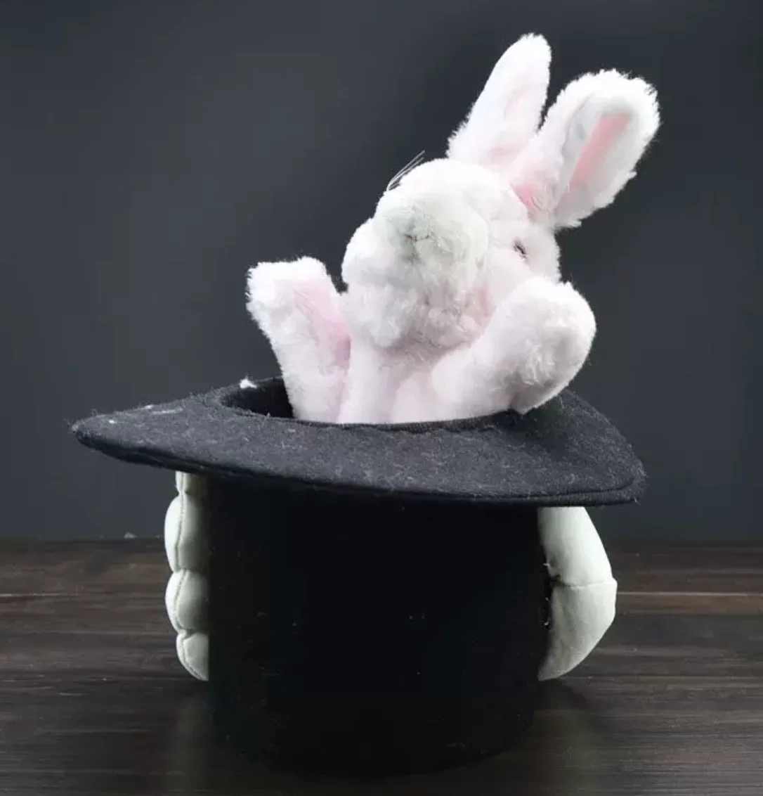 Фото Роскошный кролик в шляпе: фокус, сценическая иллюзия, реквизит, милый зайчик, сценический трюк, реквизит для фокусника, комедийное шоу, вечеринка, магия. №2