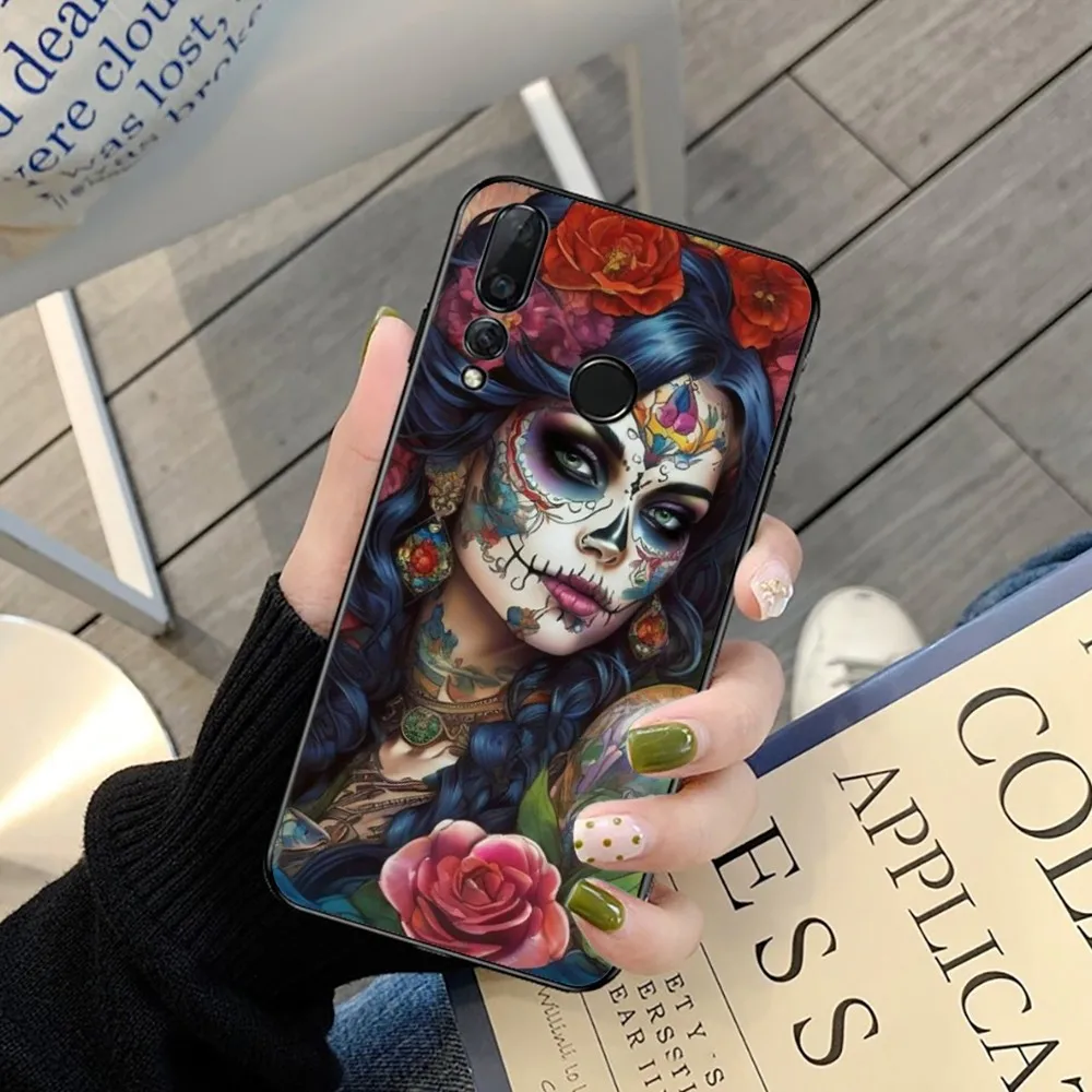 Чехол для телефона Catrina Beautiful Rose Girl с черепом Huawei Y9 6 7 5 Prime Enjoy 7s 8 Plus 7a 9e 9plus 8E Lite Psmart