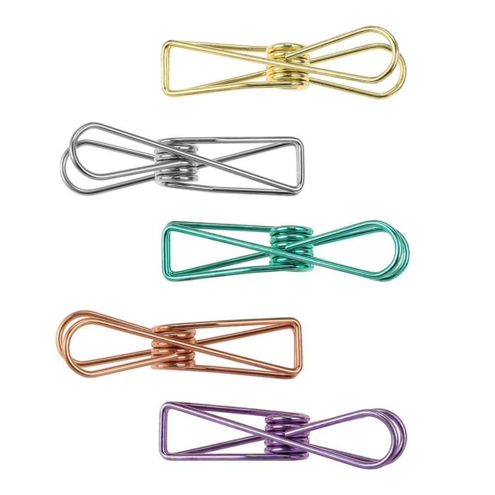 

5pcs Mini Binder Clips Metal 55*13mm Photo Notes Letter Paper Decorative Clip Clamp School Office Supplies