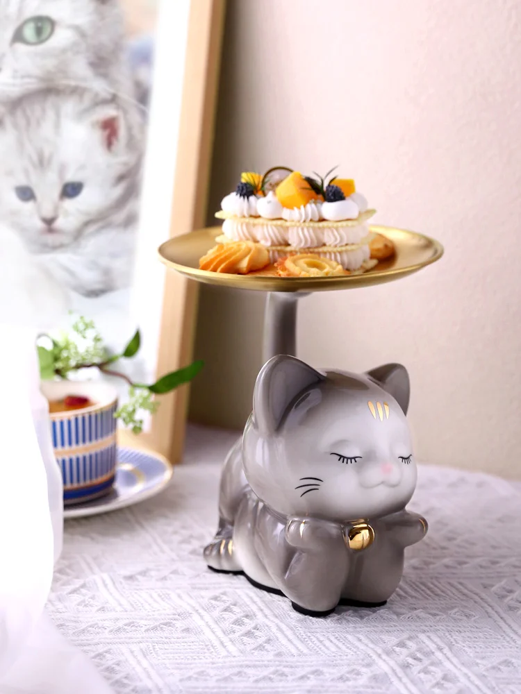 

Светильник лые и роскошные керамические украшения в виде котенка, ключ для входа на стол, украшение для дома в гостиную, подарок для открыти...