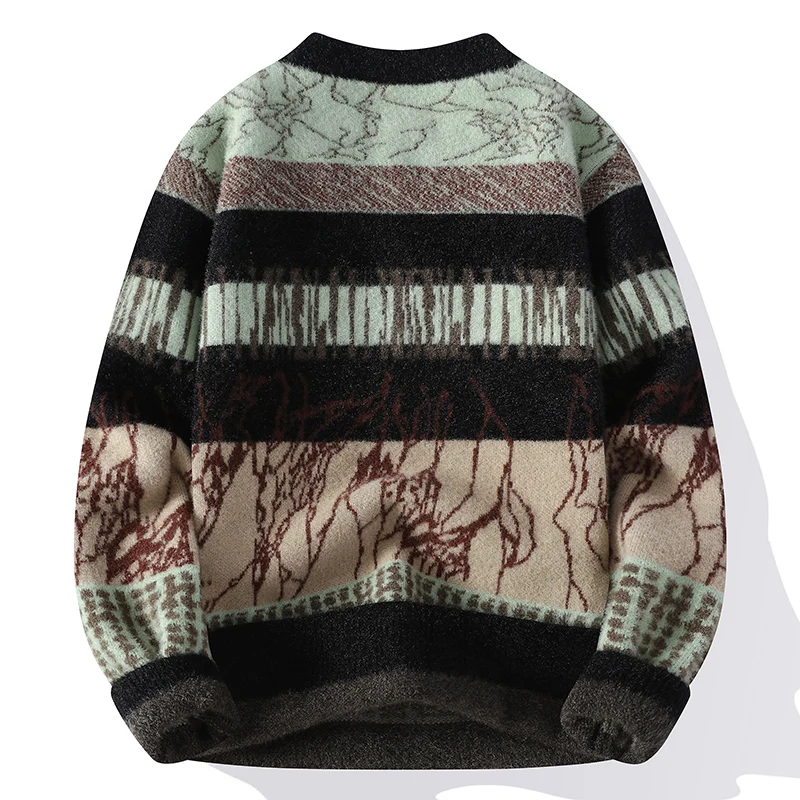 Мужские теплые вязаные свитера мужские пуловеры с круглым вырезом осень-зима