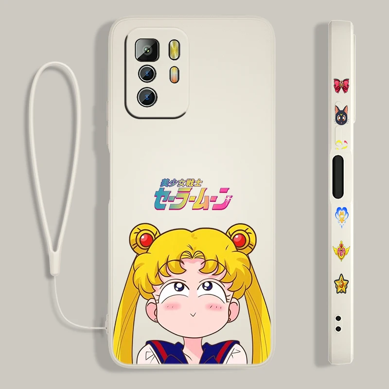 anime hot girl sailor moon for xiaomi redmi note 11 11s 10 10s 9 9s 9t 8 8t 7 5 pro 4g 5g liquid left rope phone case cover capa free global shipping