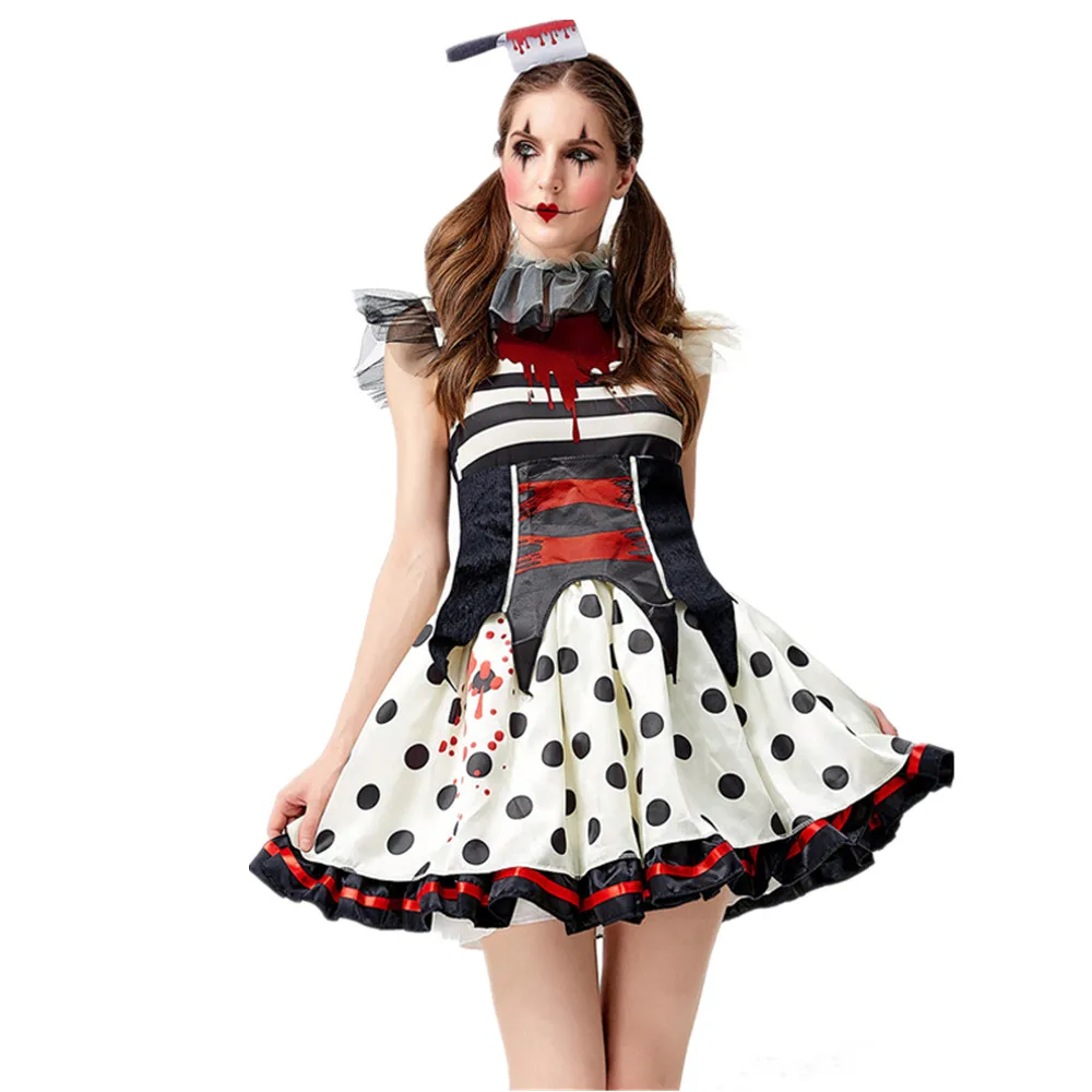 

Women's Bloody Horror Clown Zombies Costume Halloween Party Cosplay Fancy Dress