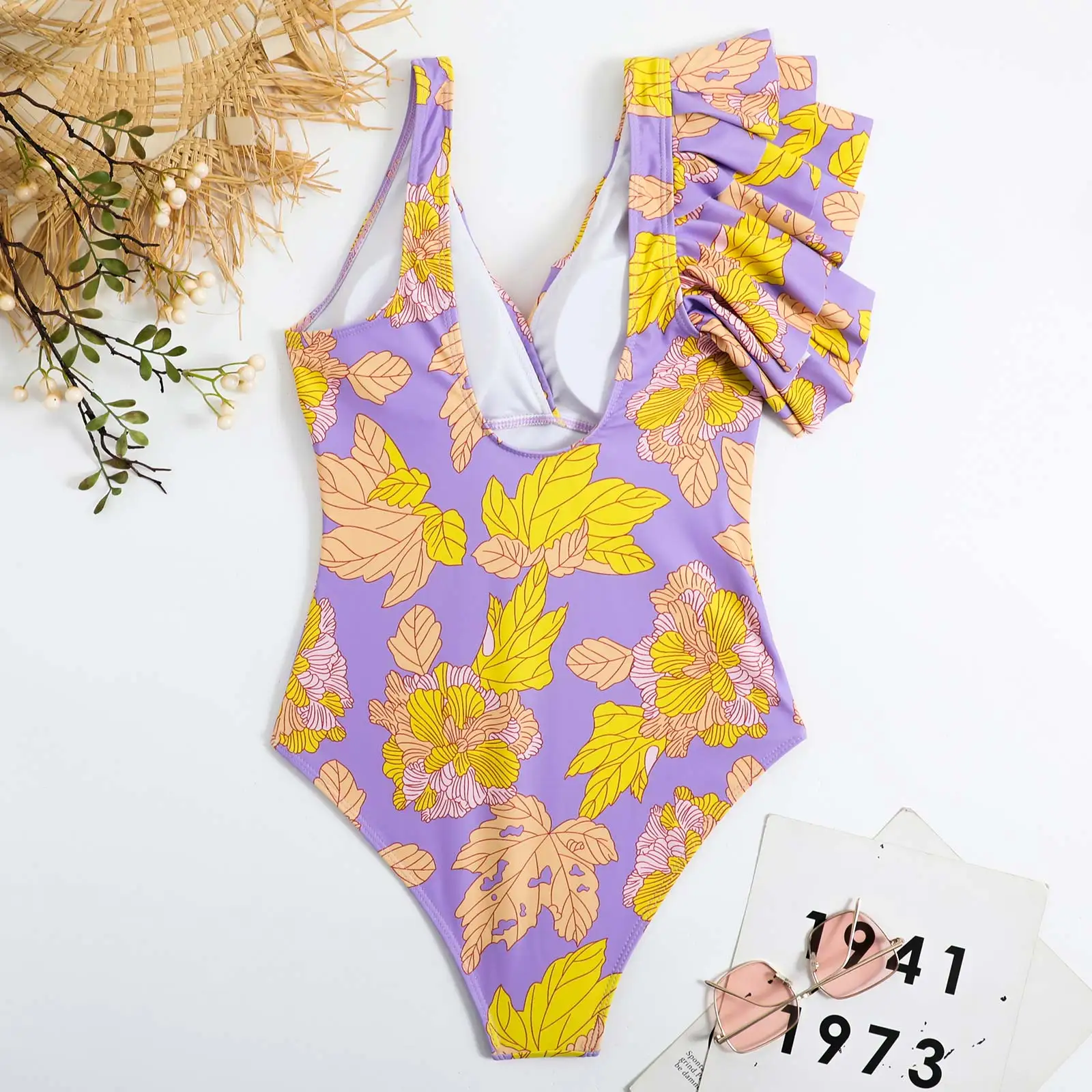 2023 Women Swimwear Cover up Retro Brazil One Piece Swimsuit Deep V Monokini Dress Backless Luxury Bikini Suit Summer Beach Wear
