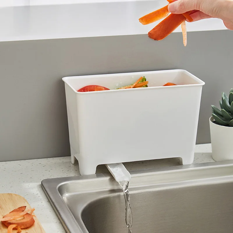 

Kitchen Water Drain Trash Can Automatic Drainage Design Portable PP Trash Bin Household Washable Waste Organizer nerg