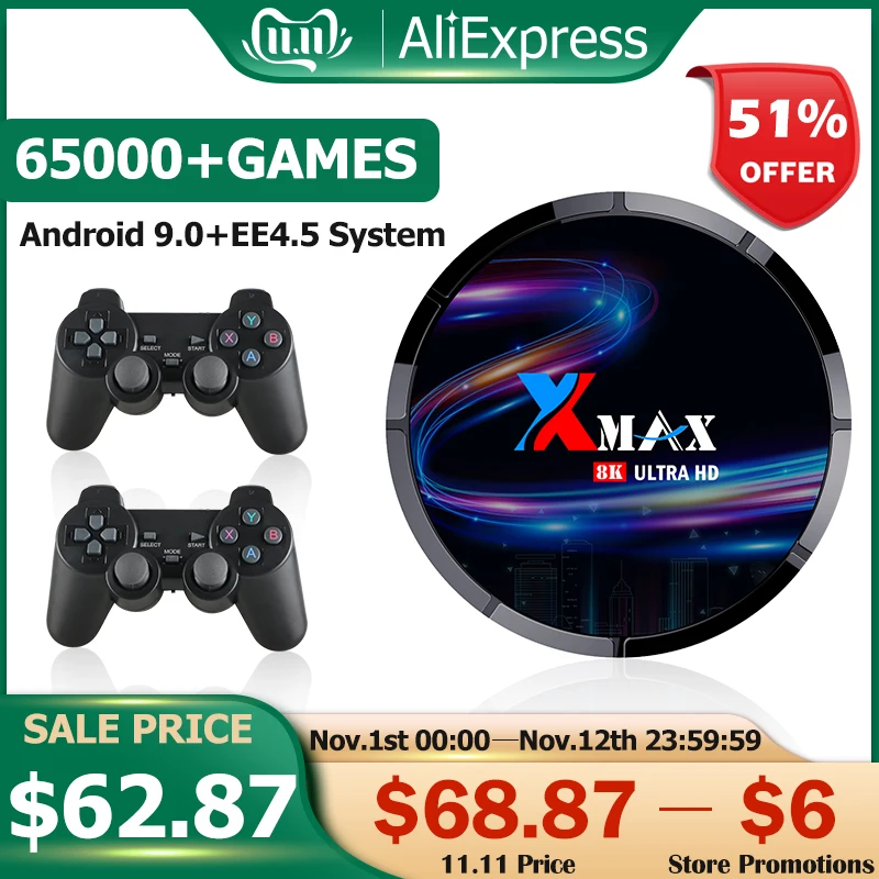 

Супер консоль X Max Ретро видео игровая консоль 4K HD WIFI 4G + 32G S905X3 Android TV 9,0 для PS1/PSP/N64/SS встроенные 65000 + игр