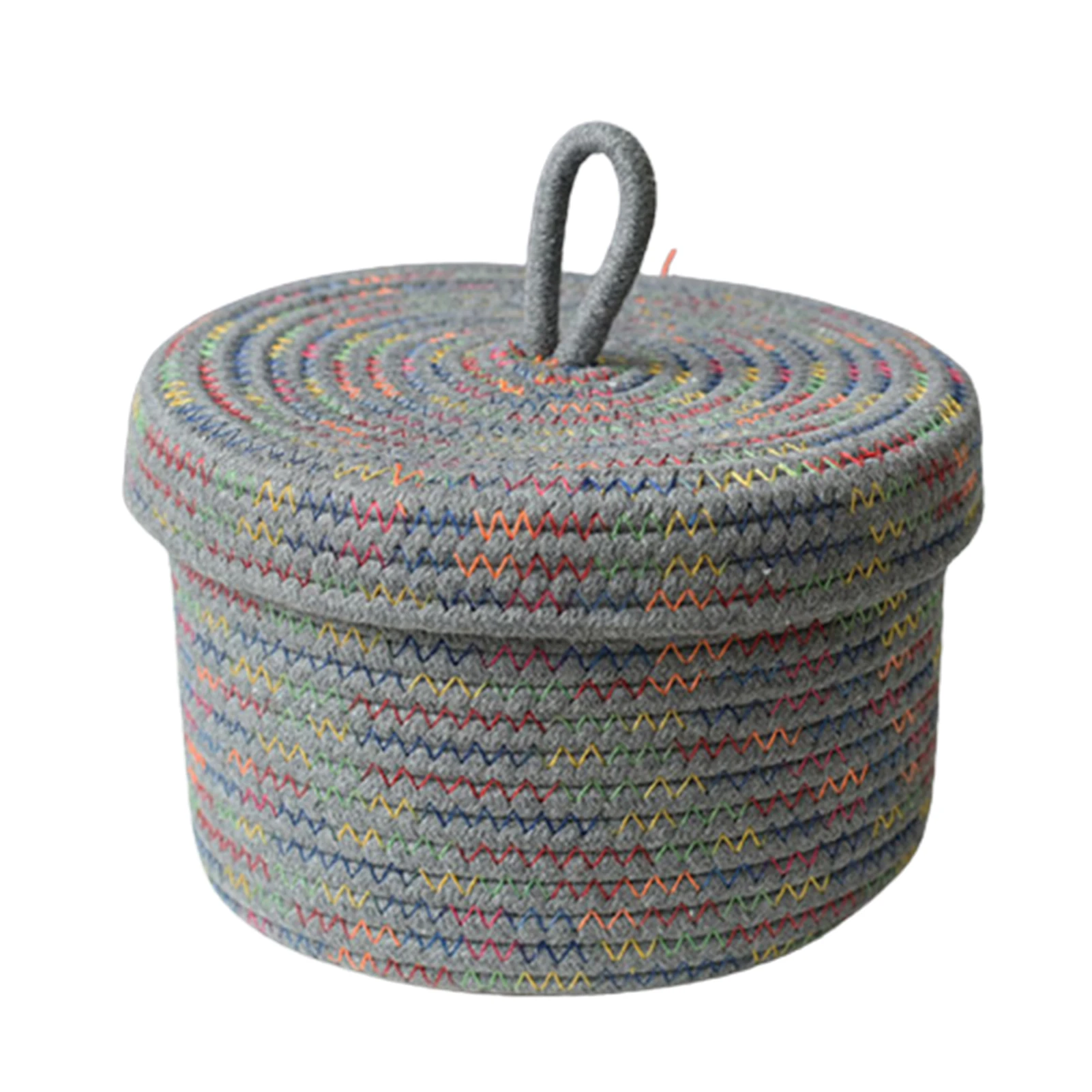 

Baskets With Lids Woven Cotton Rope Storage Basket Decoration For Shelves Bedside Coffee Table